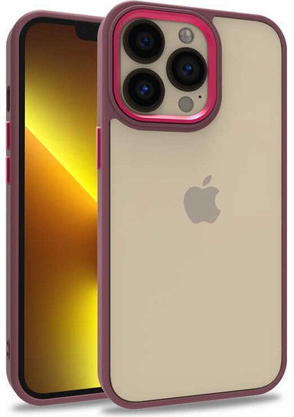 Apple iPhone 13 Pro Kılıf Arkası Şeffaf Kenar Korumalı Silikon Dora- Kırmızı