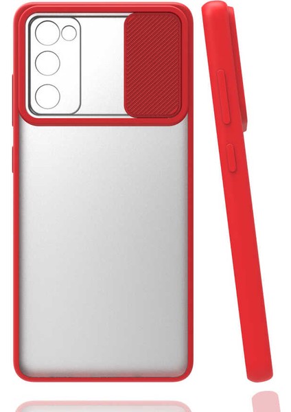 Galaxy S20 Fe Kılıf Lens Sürgülü Kamera Korumalı Silikon - Kırmızı