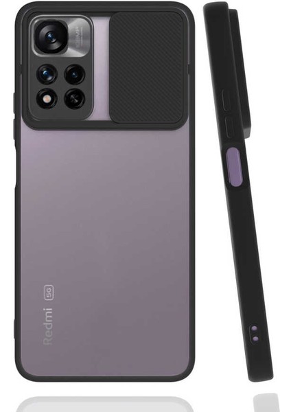 Xiaomi Redmi Note 11 Pro Plus 5g Kılıf Lens Sürgülü Kamera Korumalı Silikon - Siyah
