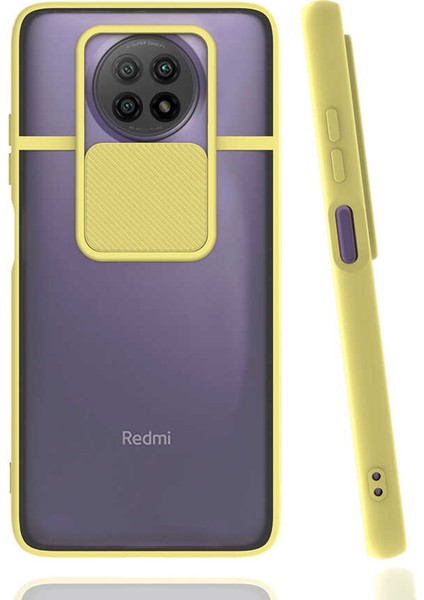 Xiaomi Redmi Note 9 5g Kılıf Lens Sürgülü Kamera Korumalı Silikon - Sarı