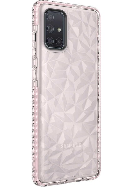 Galaxy A71 Kılıf Buz Detaylı Kenar Korumalı Silikon - Pembe