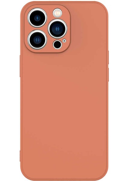 Apple iPhone 13 Pro Kılıf Lansman Içi Kadife Silikon- Turuncu
