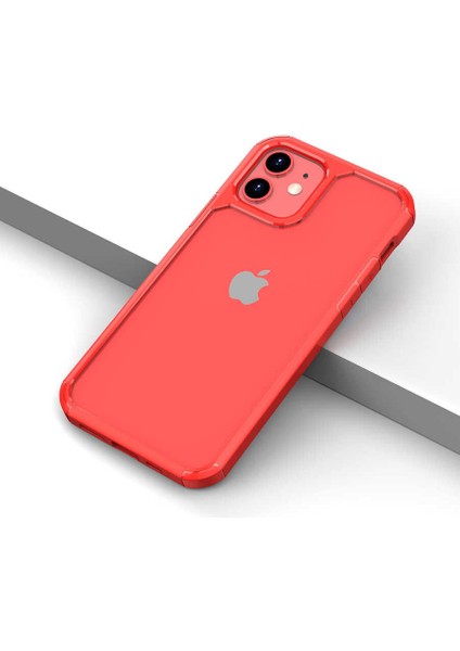Apple iPhone 12 Kılıf Arkası Şeffaf Roll Kapak - Kırmızı