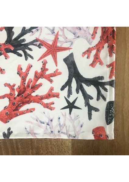 Desenizmir Dijital Baskı Kırmızı Mercan Desen Masa Örtüsü fiyatları