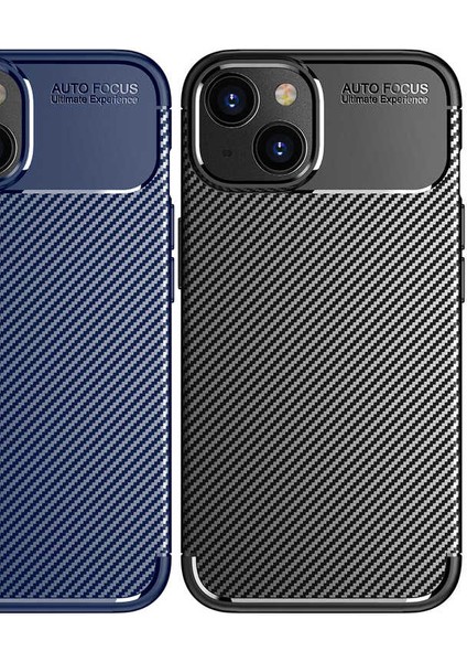 Apple iPhone 14 Max Kılıf Rugged Armor Karbon Desenli Lüx Negro Silikon Arka Kapak Siyah