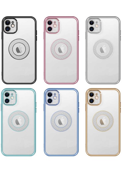 Apple iPhone 12 Kılıf Parlak Renk Kenar Kamera Korumalı Logo Gösteren Esta Kapak Mavi fiyatları