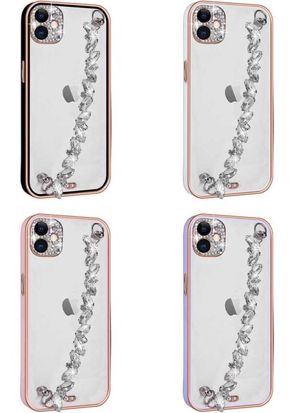 Apple iPhone 11 Kılıf Taş Süslemeli Kamera Korumalı El Tutamaçlı Blazer Kapak Beyaz fiyatları