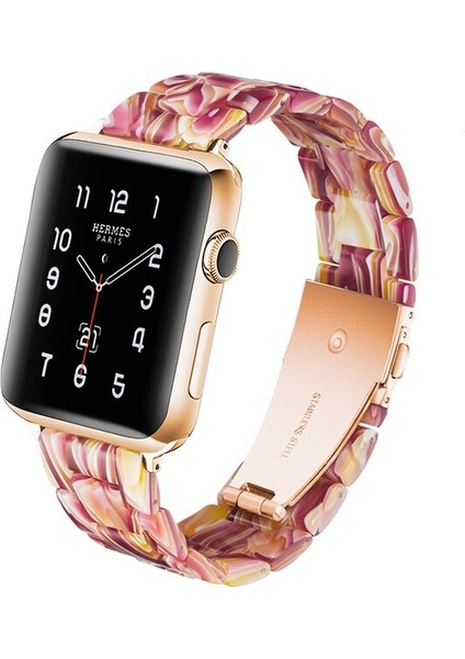 Apple Watch 38MM 40MM 41MM Seri 7/6/se/5/4/3 Uyumlu Reçine Hafif Şık Pimli Tasarım Kordon