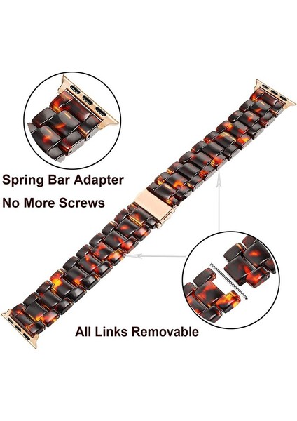 Apple Watch 38MM 40MM 41MM Seri 7/6/se/5/4/3 Uyumlu Reçine Hafif Şık Pimli Tasarım Kordon