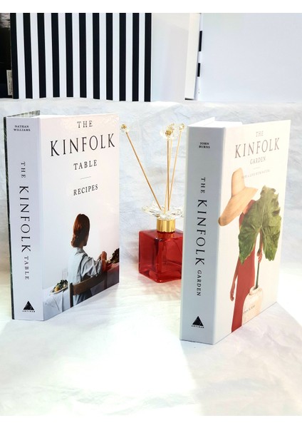 Lovely Book & Book Dekoratif Kitap Kutusu Kinfolk Model 2'li Set Kitap Kutu