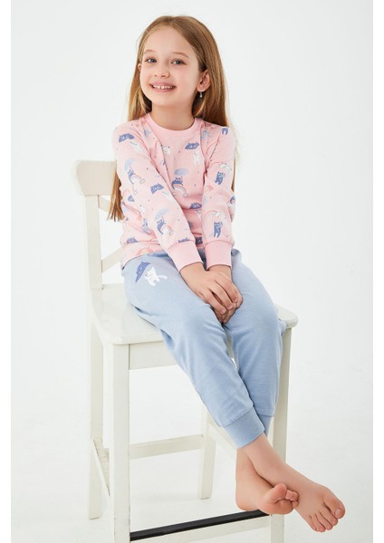 Rainbow Pembe Kız Çocuk Uzun Kol Pijama Takım