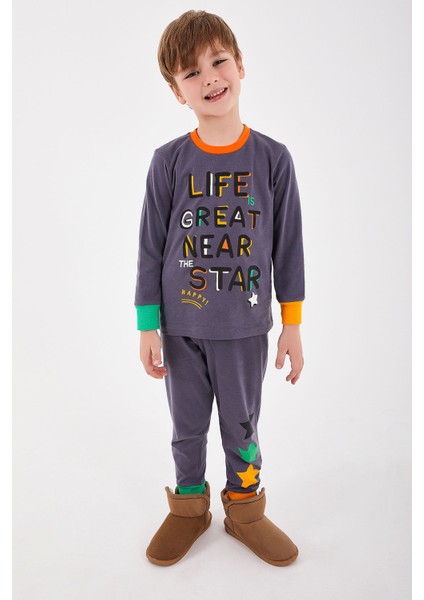 Erkek Çocuk Pijama Takımı RP2883-2 Antrasit