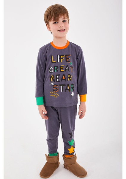 Erkek Çocuk Pijama Takımı RP2883-2 Antrasit