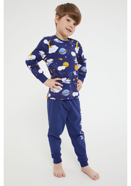 Space Explorer Lacivert Erkek Çocuk Uzun Kol Pijama Takım
