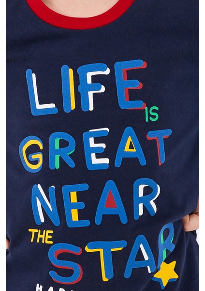 Life Great Near Star Lacivert Erkek Çocuk Uzun Kol Pijama Takım
