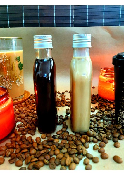 2'li Cold Brew Kahve Şişesi 200 cc Gümüş Kapak Yassı Cam Şişe