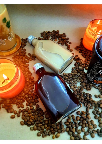 2'li Cold Brew Kahve Şişesi 200 cc Gümüş Kapak Yassı Cam Şişe