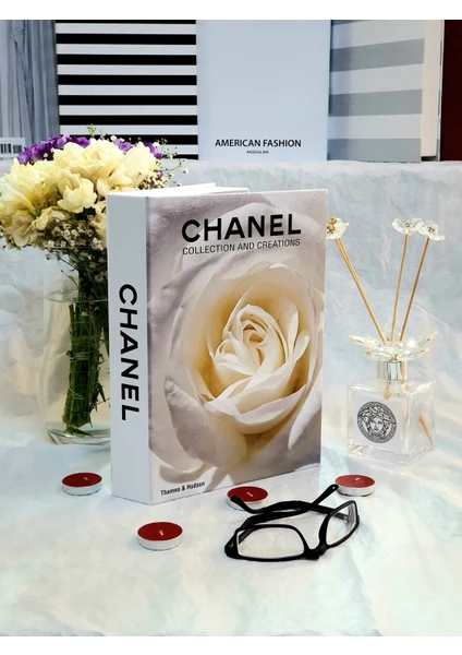 Lovely Book & Book Dekoratif Kitap Kutu Chanel Beyaz Gül Kitap Kutusu