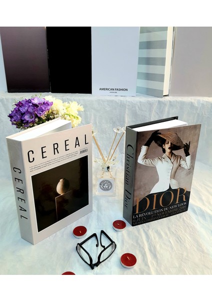 Cereal & Dior Kahverengi Dekoratif Kitap Kutu 2'li Set