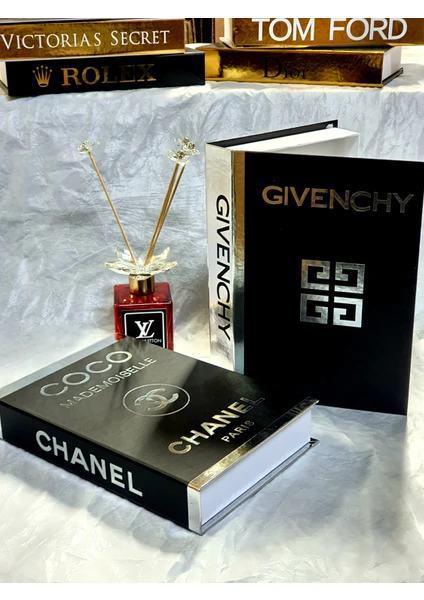 Lovely Book & Book 2'li Dekoratif Kitap Kutu Set Givenchy& Chanel Siyah&gümüş Dekoratif Kutu