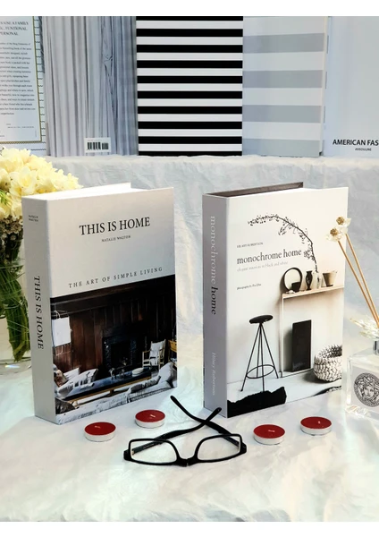 Lovely Book & Book 2'li Dekoratif Kitap Kutu Set Thıs Is Home & Monochrome Kahverengi Kutu