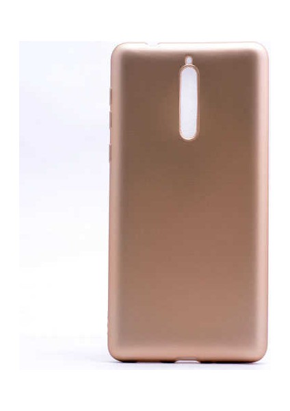 Nokia 8 Kılıf Silikon Yumuşak Dokulu Premium- Gold