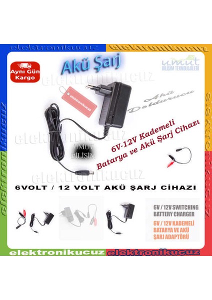 Kademeli Akü Voltajı Seçimli Akü Şarj Cihazı Adaptörü 6V-12V 1AMPER -Elektronikucuz- indirimleri
