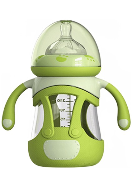 En Iyi Kalite Cam Bebek Şişe 240 ml Silikon Bebek Besleyici Anti Güz Bebek Besleme Şişe Sızdırmaz Bebek Yenidoğan Şişe Besleyici | Şişeler (Yeşil)(Yurt Dışından)