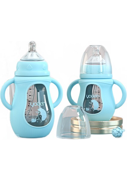 240 ml Sevimli Cam Bebek Şişesi Silikon(Yurt Dışından)