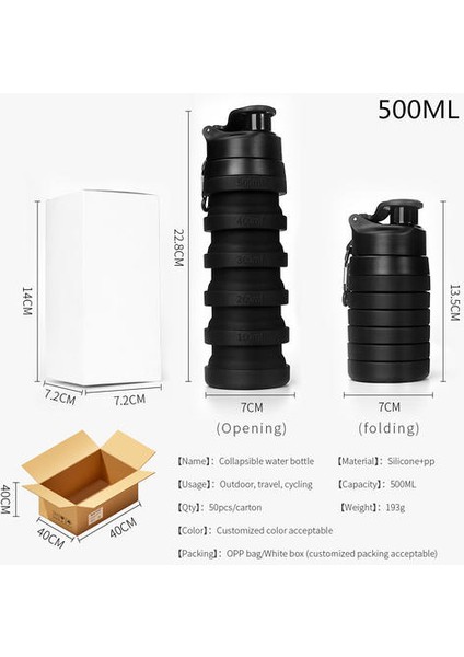 500ML Portatif Katlanır Su Şişesi(Yurt Dışından) fiyatları