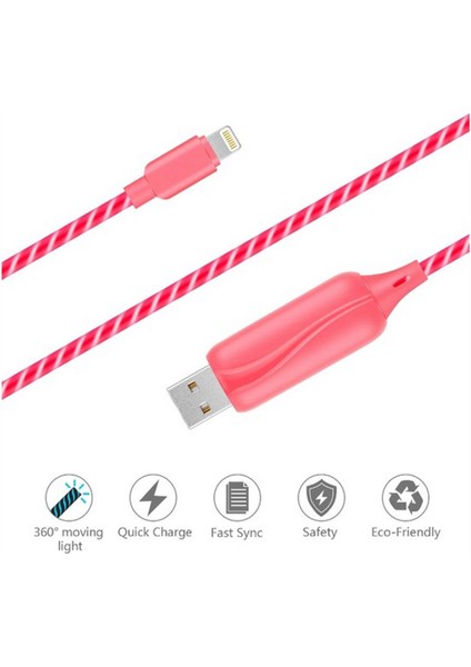 I-Cable Micro USB Işıklı, Pembe, Şarj Kablosu