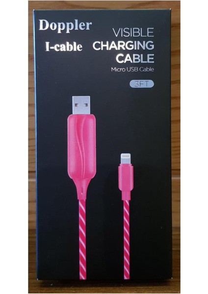 I-Cable Micro USB Işıklı, Pembe, Şarj Kablosu