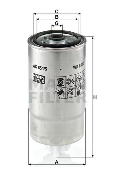 (Mann WK854/5) (X) Yakıt Filtresi Doblo-Stılo 1.9 Jtd-2.4 Jtd