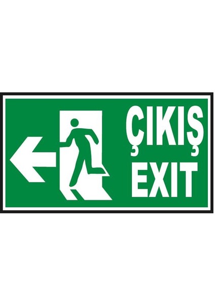 5 Adet Fosforlu Acil Çıkış-Exit Levhası - Fotolümenli - Sol Yön