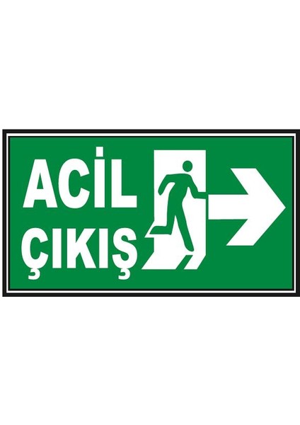 5 Adet Fosforlu Acil Çıkış Levhası - Fotolümenli - Sağ Yön
