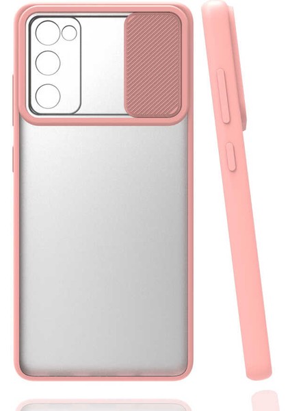 Galaxy S20 Fe Kılıf Lens Sürgülü Kamera Korumalı Silikon - Pembe Açık