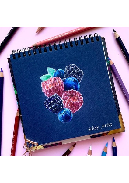 Kare 15×15 cm Spiralli Pastel Eskiz Defteri Koyu Renk Kağıt Karışımı Pastel Mix Media Sketchbook