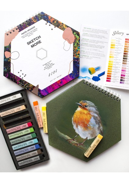 Altıgen Spiralli Pastel Eskiz Defteri Koyu Renk Kağıt Karışımı Pastel Mix Media Sketchbook fiyatları