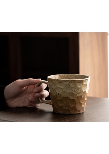 Stoneware Kahve Fincanı Retro Japon Tarzı Kupa Süt Kupası Için Basit El Yapımı Fırın(Yurt Dışından)