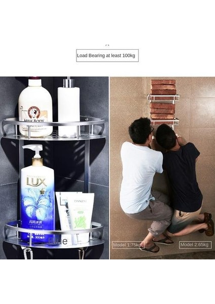 Çift Katmanlı Alan Alüminyum Üçgen Raf, Yumruk Atmadan Banyo Köşe Çerçevesi(Yurt Dışından) fırsatları