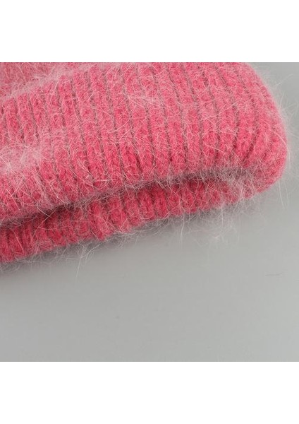 Yeni Uzun Saçlı Angora Örme Şapka Kadın Kalınlaşmış Kıvrılmış Sıcak Şapka Beanie Kadınlar 2021