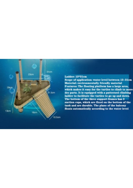 Kaplumbağa Iskelesi Rampa Merdiveni ile Yüzer Tephing Platformu Terrapin Dock Reptile Teraryum Habitat Dekor Amfibi Için | Habitat Dekorasyonu