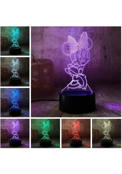 Mickey Minnie Mouse Işık Çocuk Odası Lambası Için LED Gece Işık Sensörü Dokunmatik Lava Sevimli 3D Karikatür LED Lamba Çok Renkli Noel Partisi Mood C