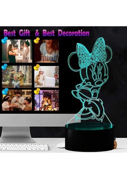 Mickey Minnie Mouse Işık Çocuk Odası Lambası Için LED Gece Işık Sensörü Dokunmatik Lava Sevimli 3D Karikatür LED Lamba Çok Renkli Noel Partisi Mood C