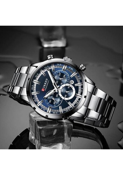 En Marka Lüks Moda Erkek Saatler Paslanmaz Çelik Chronograph Kuvars Izle Erkekler Spor Erkek Saat | Kuvars Saatler