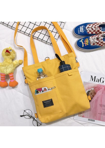 Tuval Çanta Stil Messenger Çanta Kore Versiyonu Büyük Kapasiteli El Kitap Çantası Tek Oğlu Tote Çanta