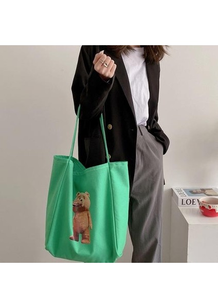 Kadın Büyük Tuval Alışveriş Çantası Sevimli Ayı Ekstra Büyük Kitaplar Tote Kullanımlık Bakkal Çantası Eko Shopper Bayanlar Için Omuz Çantaları | Alışveriş Torbaları fiyatları