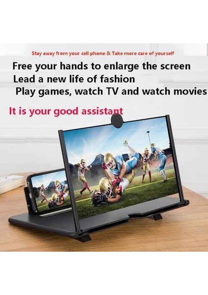 NEW14 Inç 3D Etkisi Yüksek Çözünürlüklü Büyük Ekran Masa Tutucu ile Mo Için Büyüteç Katlanır | Telefon Sahipleri ve standları (Beyaz) modelleri