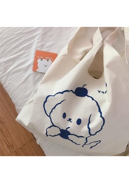 Alışveriş Çantaları Kadınlar Karikatür Yok Fermuar Tuval Eğlence Alışveriş Güzel Kızlar Basit Chic Günlük Popüler Büyük Kapasiteli Çanta Harajuku | Alışveriş Çantaları