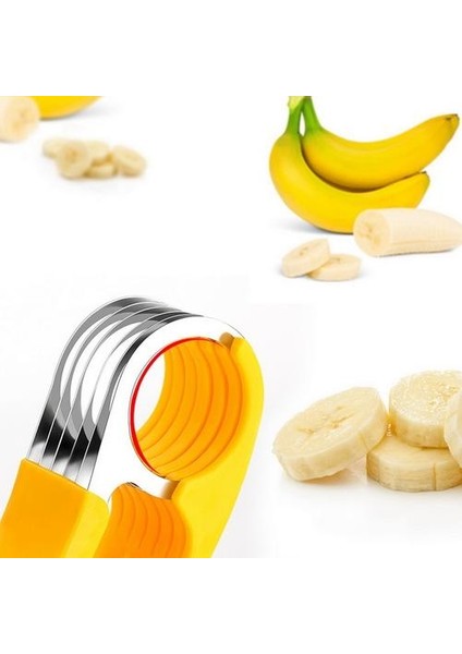 Plastik Muz Dilimleme Kesici Meyve Sebze Araçları Salata Makinesi Pişirme Araçları Paslanmaz Çelik Meyve Aletleri Mutfak Sıralama Gadget'ları Manuel Dilimleyiciler (Yurt Dışından) fiyatları